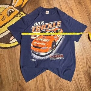 90s Dick Trickle NASCAR Racing navy blue T-Shirt Size XL (0150)